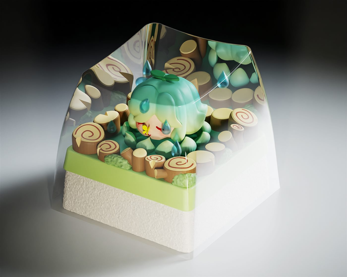 Original flower fairy resin artisan keycap in a miniature forest