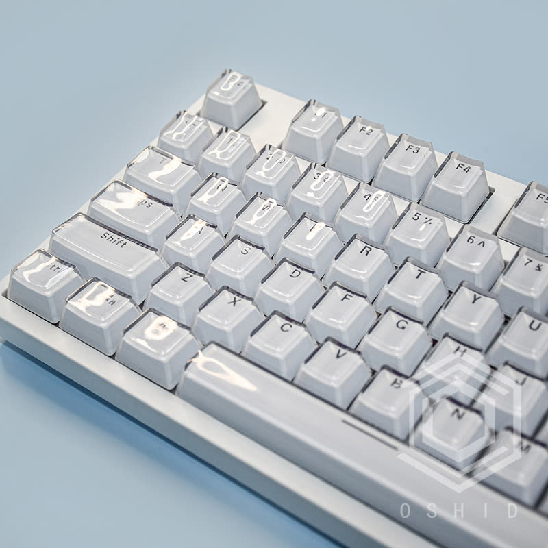 Laser-engraved transparent crystal custom keycap set by OSHID