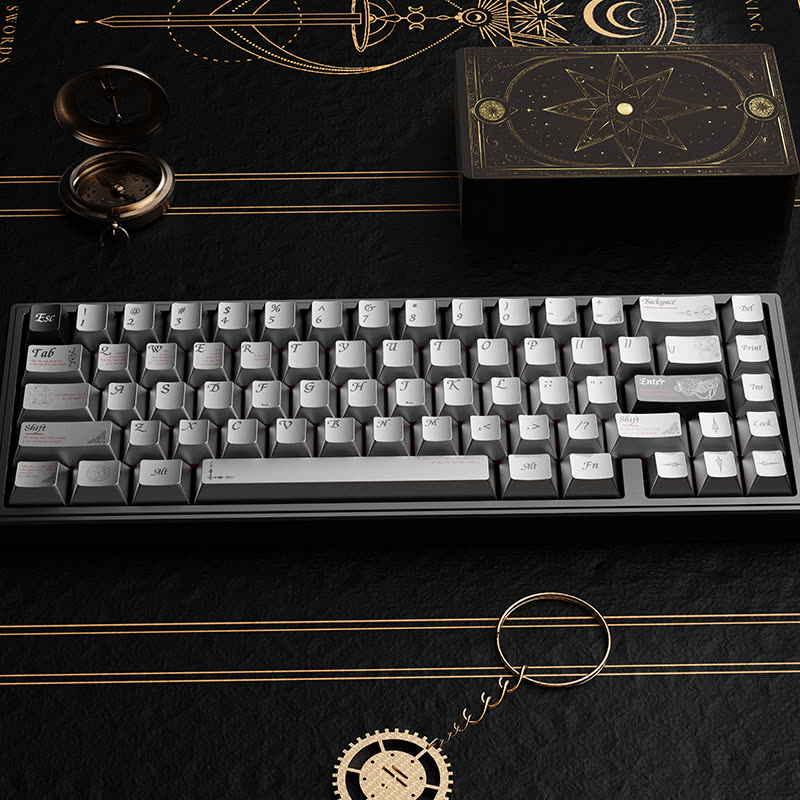 Cherry-profile dye-sublimation custom keycap set on a 65% keyboard by OSHID